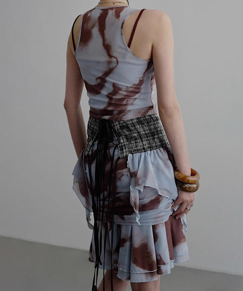 Smocked Draped Hem Halter Top